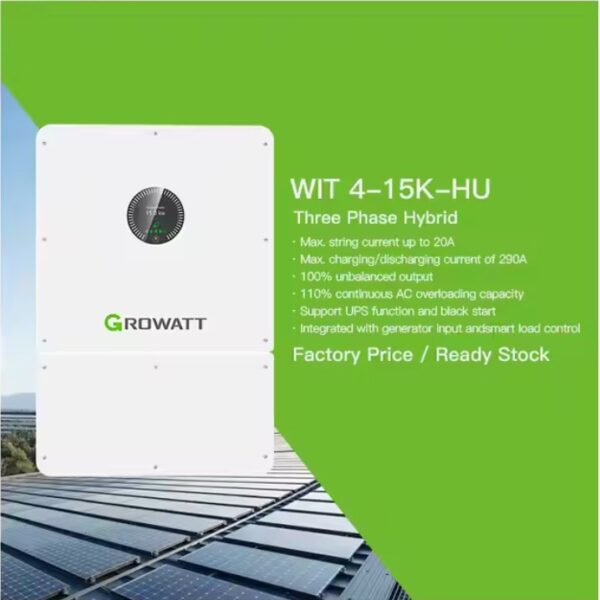 GROWATT WIT 15K-HU 48VDC 3PHASE HYBRID INVERTER - IP66 RATING